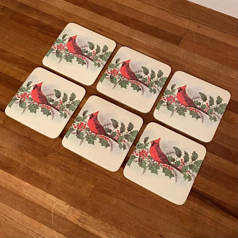 Vintage Cardinal Coasters Set of 6